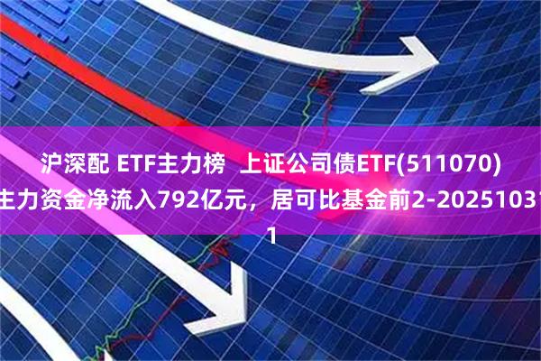 沪深配 ETF主力榜  上证公司债ETF(511070)主力资金净流入792亿元，居可比基金前2-20251031
